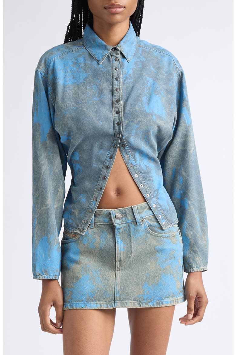 De-Plazy Snap Front Shirt, Main, color, SLATE/BLUE