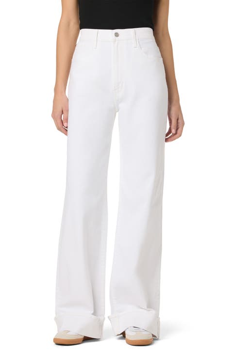 Jolene High Waist Wide Leg Jeans (White Cuff)