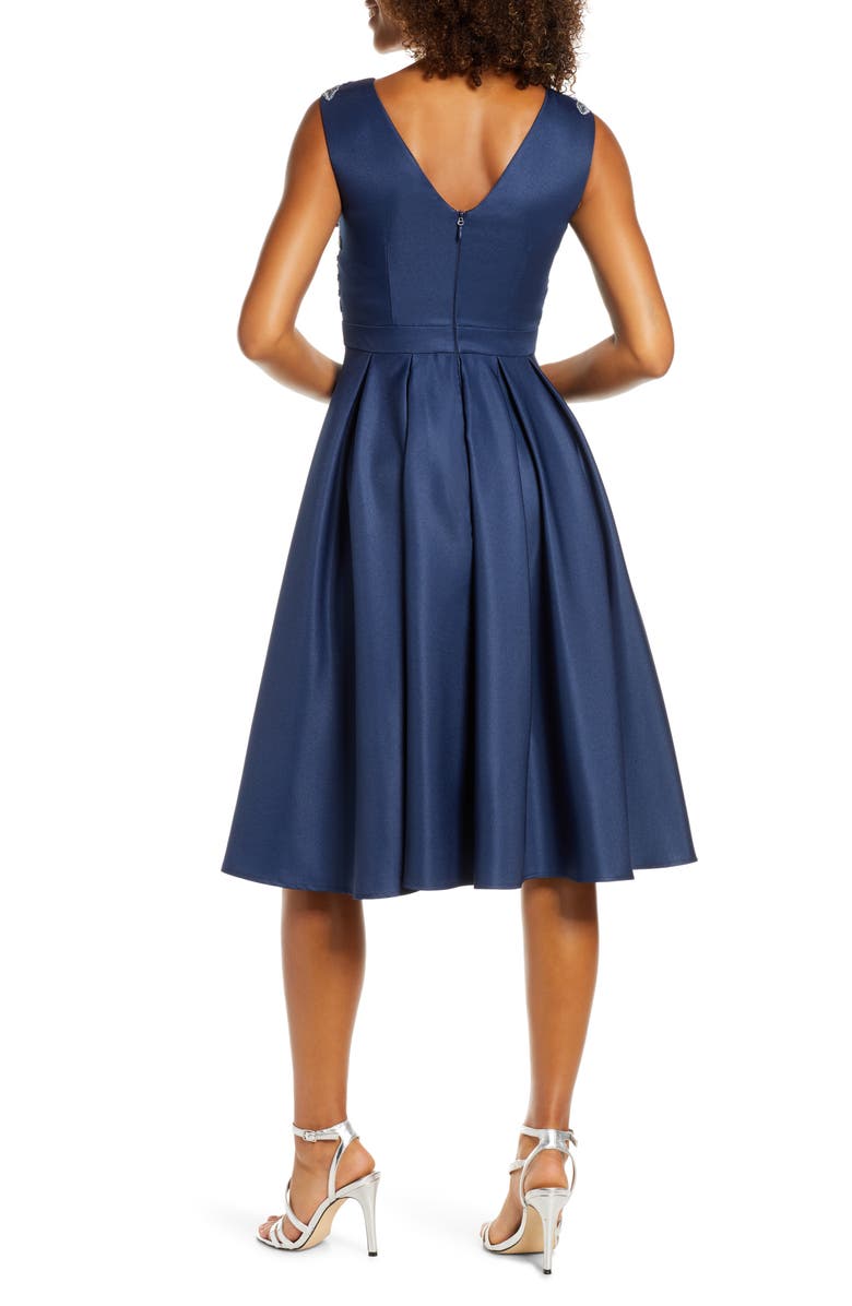 Chi Chi London Kyla Appliqué Detail Fit & Flare Party Dress, Alternate, color, 