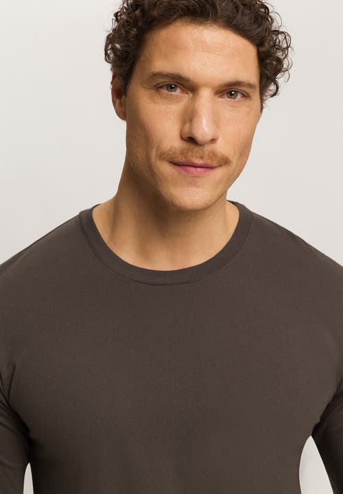 Hanro Cotton Solid Long Sleeve Pajama Tee In Black