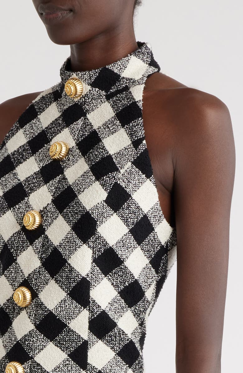 Balmain Gingham Tweed Minidress, Alternate, color, 