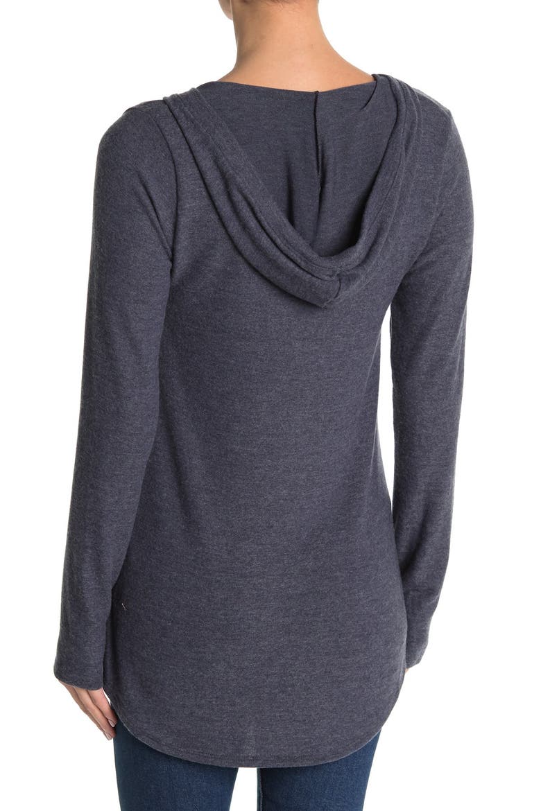 Deep V-Neck Hooded Top, Alternate, color, NAVY