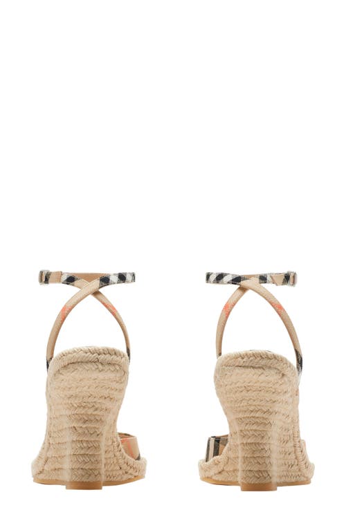 Burberry Mews Ankle Strap Espadrille Wedge Sandal In Sand Ip Check