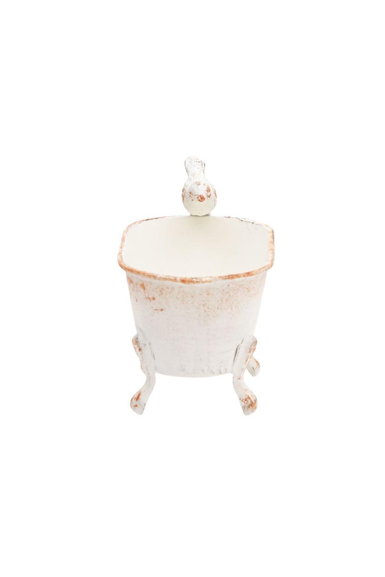 Abeline Bird White Bathtub Mini Planter, Alternate, color, White