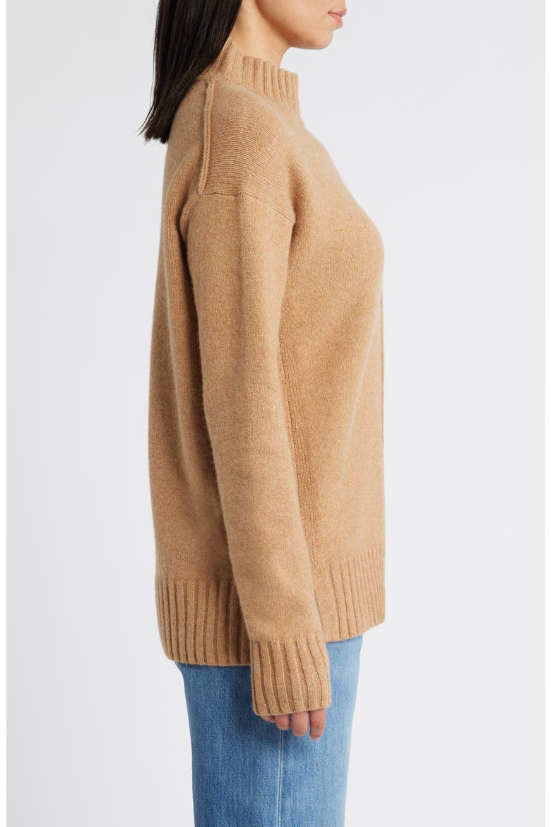 Exposed Seam Mock Neck Sweater, Alternate, color, TAN CAMEL DARK HEATHER