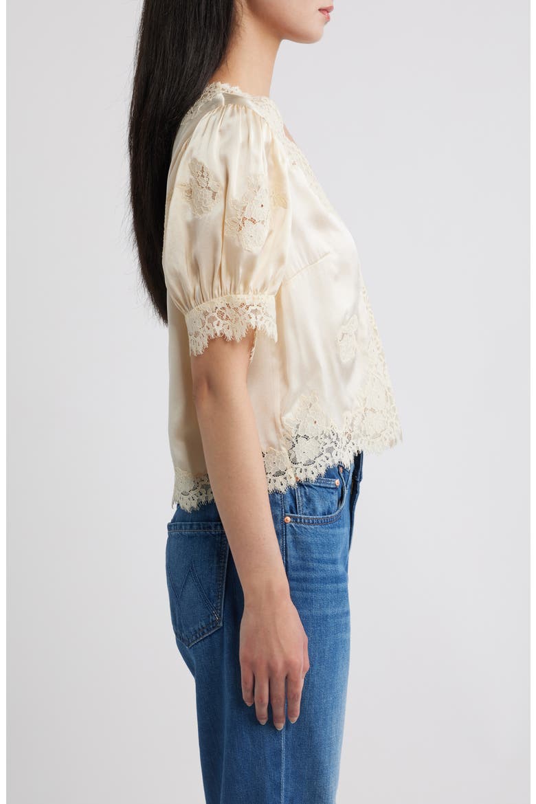 Idella Lace Silk Top, Alternate, color, CANDLELIGHT