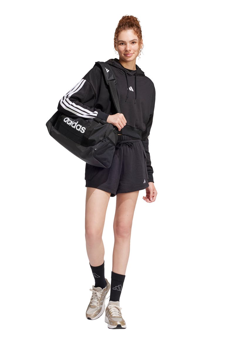 3-Stripes French Terry Crop Hoodie, Alternate, color, BLACK/ WHITE