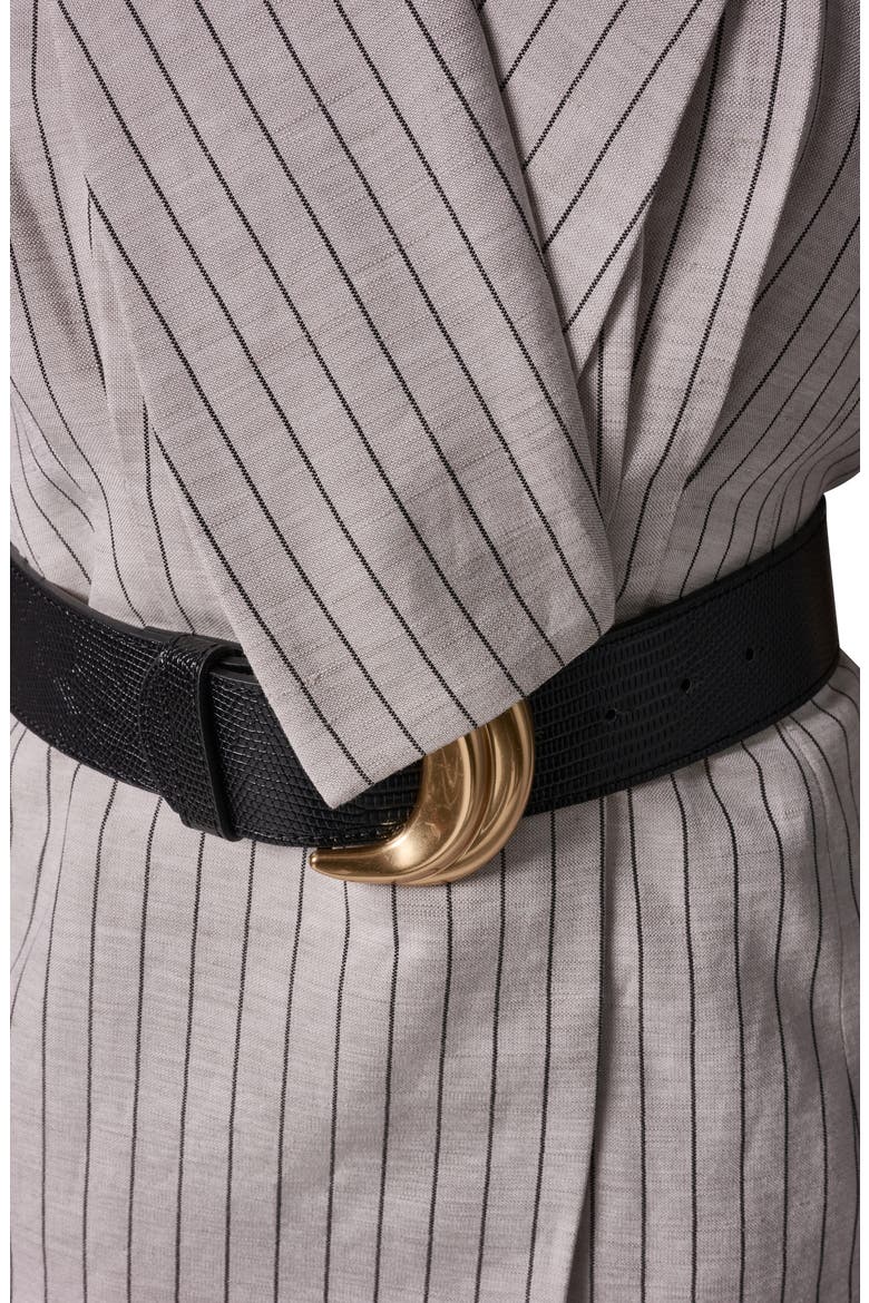 Belted Linen Blend Vest, Alternate, color, FLAX/ BLACK