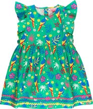 RuffleButts Woven Butterfly Sleeve Bow Dress
