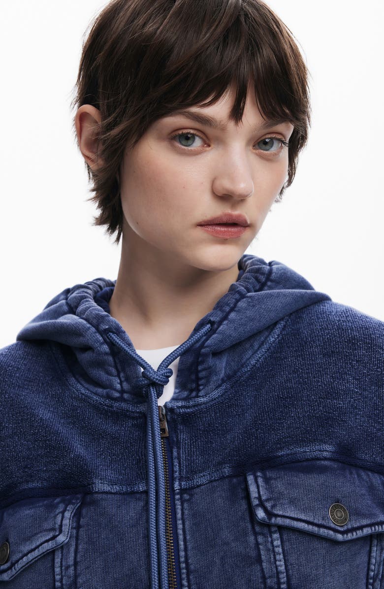 Desigual Front Zip Hoodie, Alternate, color, 