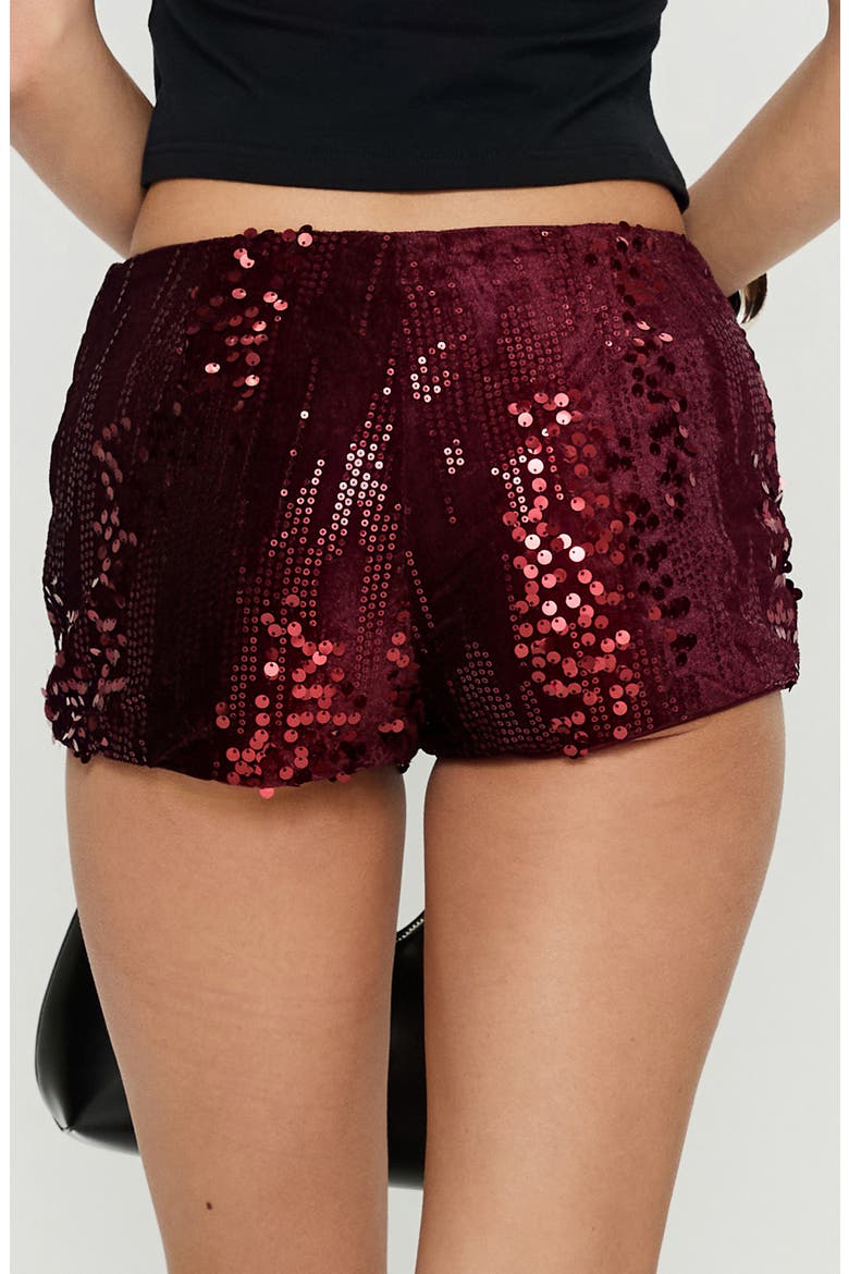 Showtime Micro Sequin Shorts, Alternate, color, BURGUNDY