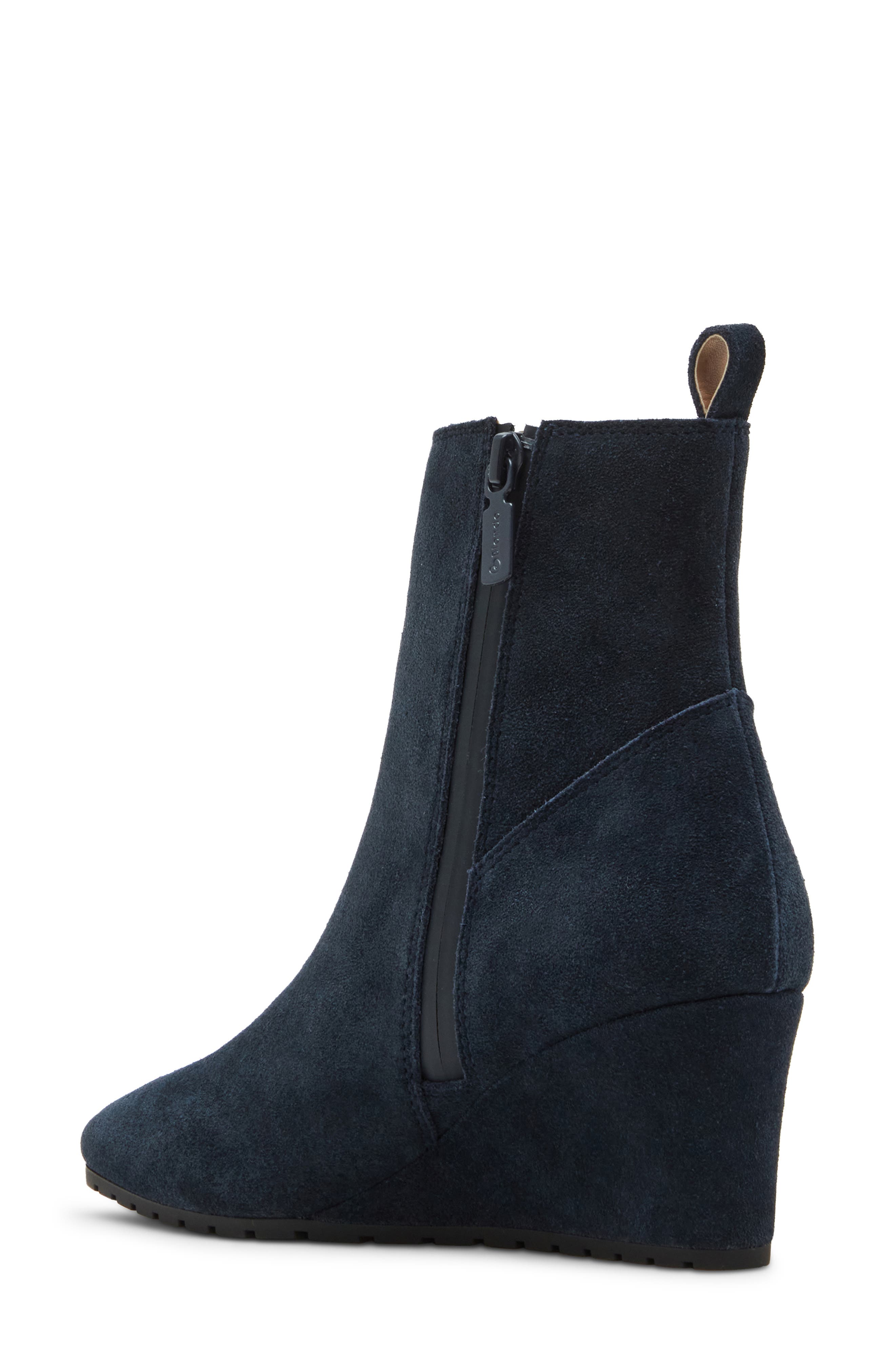 Veena Waterproof Wedge Bootie, Alternate, color, NAVY SUEDE