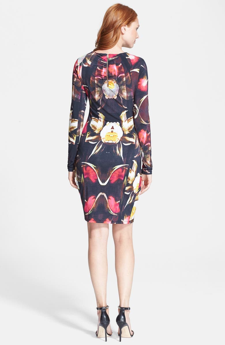 Ted Baker London 'Talala' Petal Print Gathered Stretch Sheath Dress, Alternate, color,