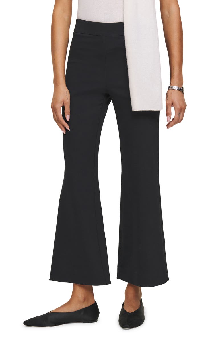 Reformation Tanya Knit Flare Ankle Pants, Main, color, Black