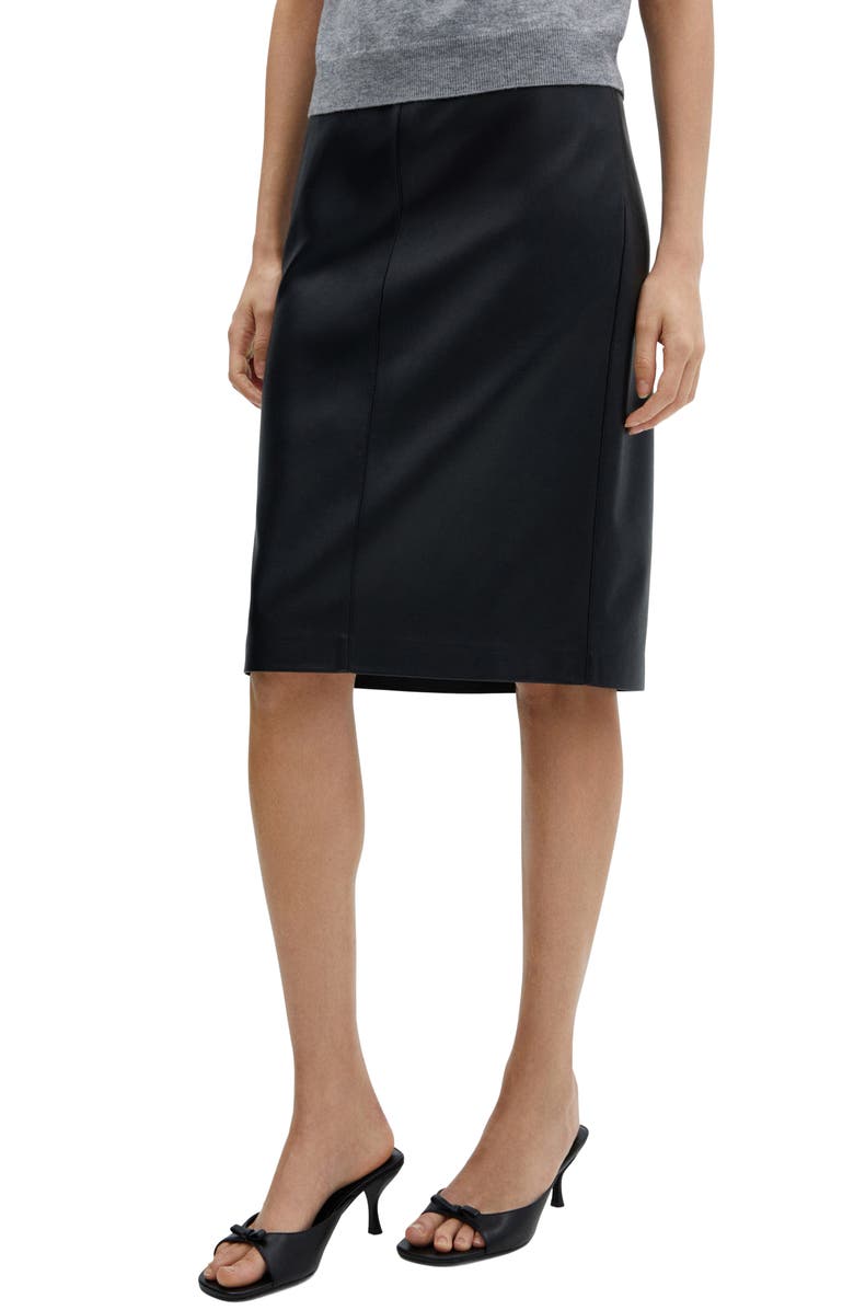 MANGO Faux Leather Pencil Skirt, Main, color, 