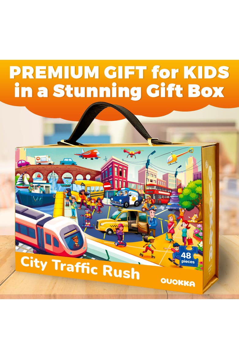 48-Piece Giant Floor Kids Jigsaw Puzzle - USA, World Map, City, and Vehicle Themes, Alternate, color, City Cars