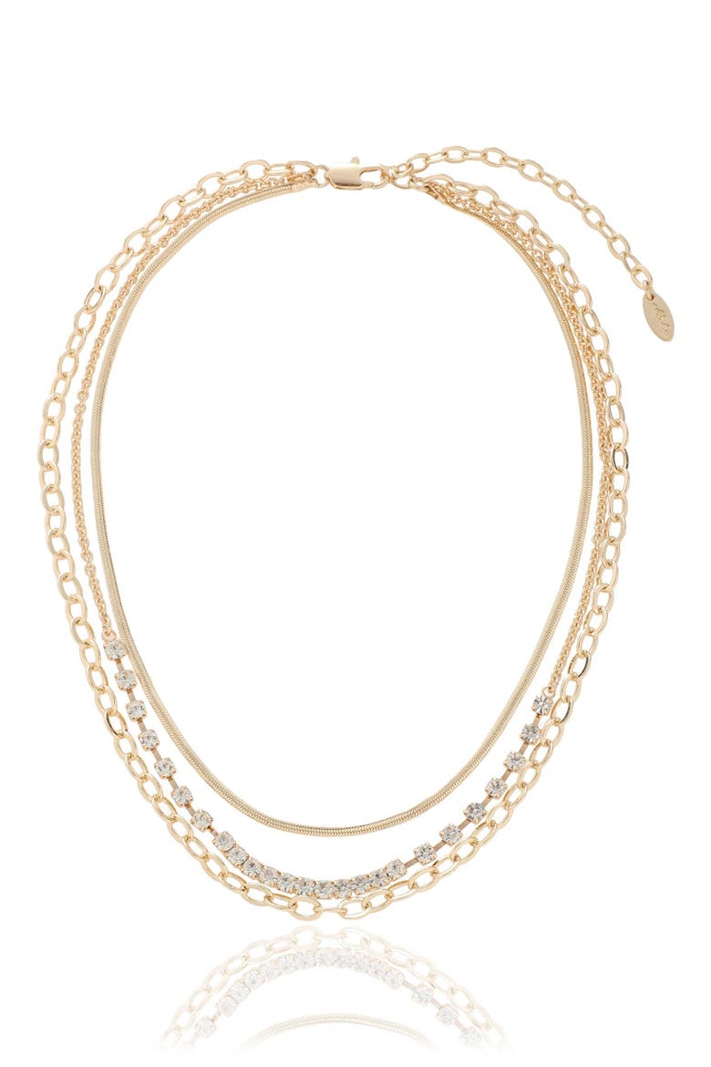 Crystal Layered Chain Necklace, Alternate, color, GOLD