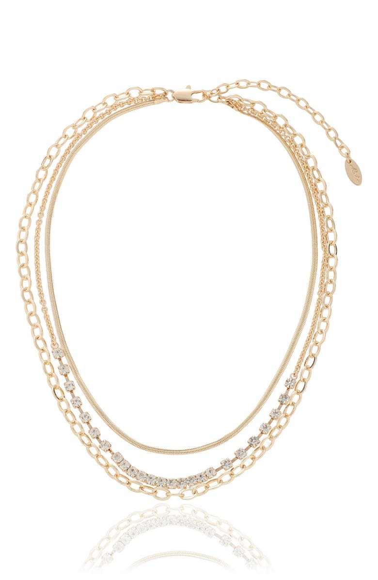 Ettika Crystal Layered Chain Necklace, Alternate, color, Gold
