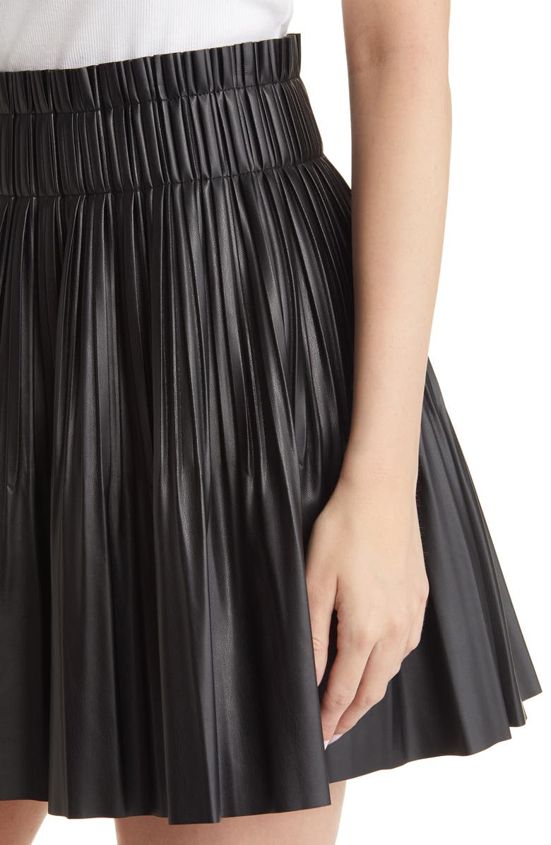 Avec Les Filles Faux-Ever Leather<sup>™</sup> Pleated A-Line Miniskirt, Alternate, color, 