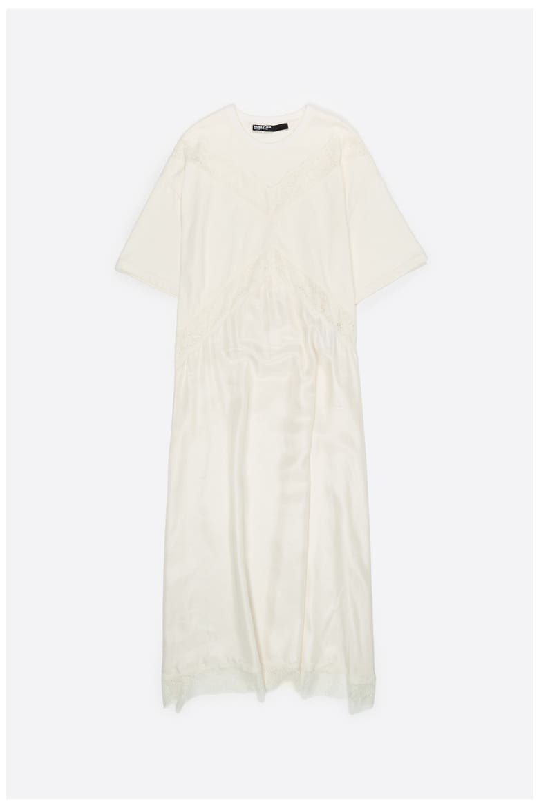Lace Dual Material Dress, Alternate, color, IVORY