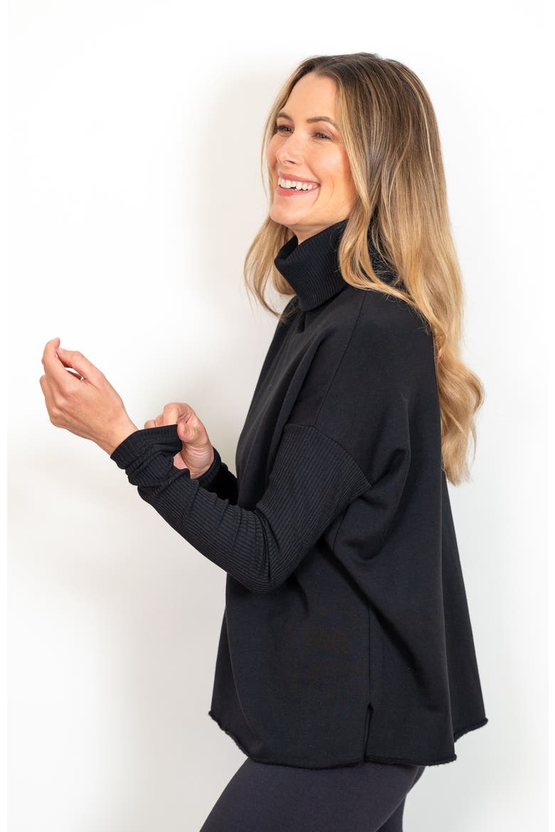 Light Hug® Bra-Free Fleece Turtleneck, Alternate, color, Black
