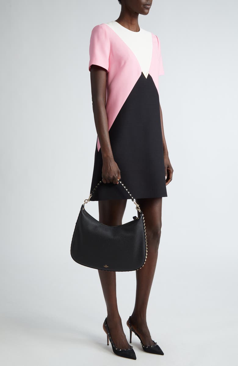 Valentino Garavani Rockstud Leather Hobo Bag, Alternate, color,