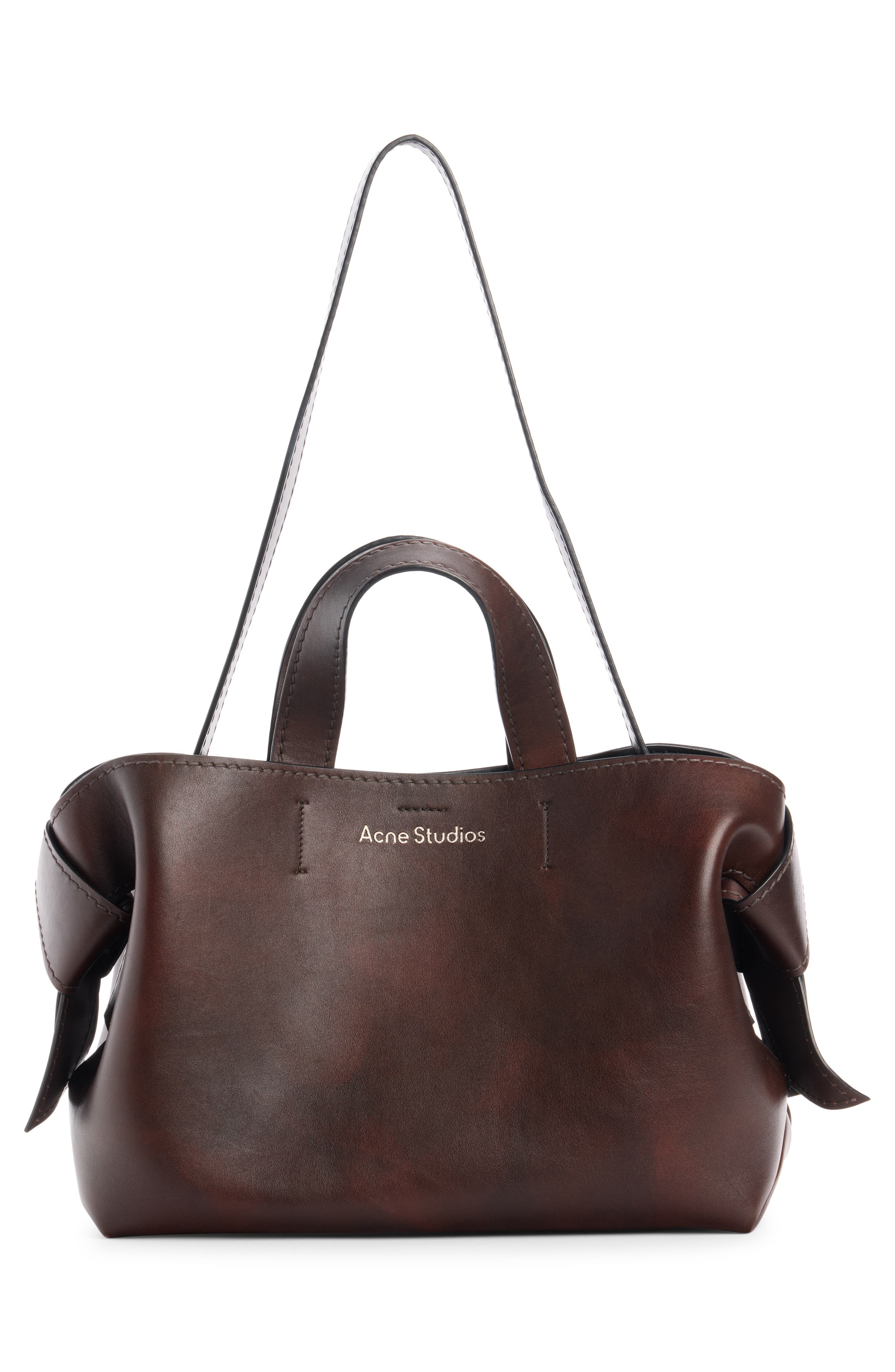 Acne Studios Musubi Leather Tote, Alternate, color, Dark Brown