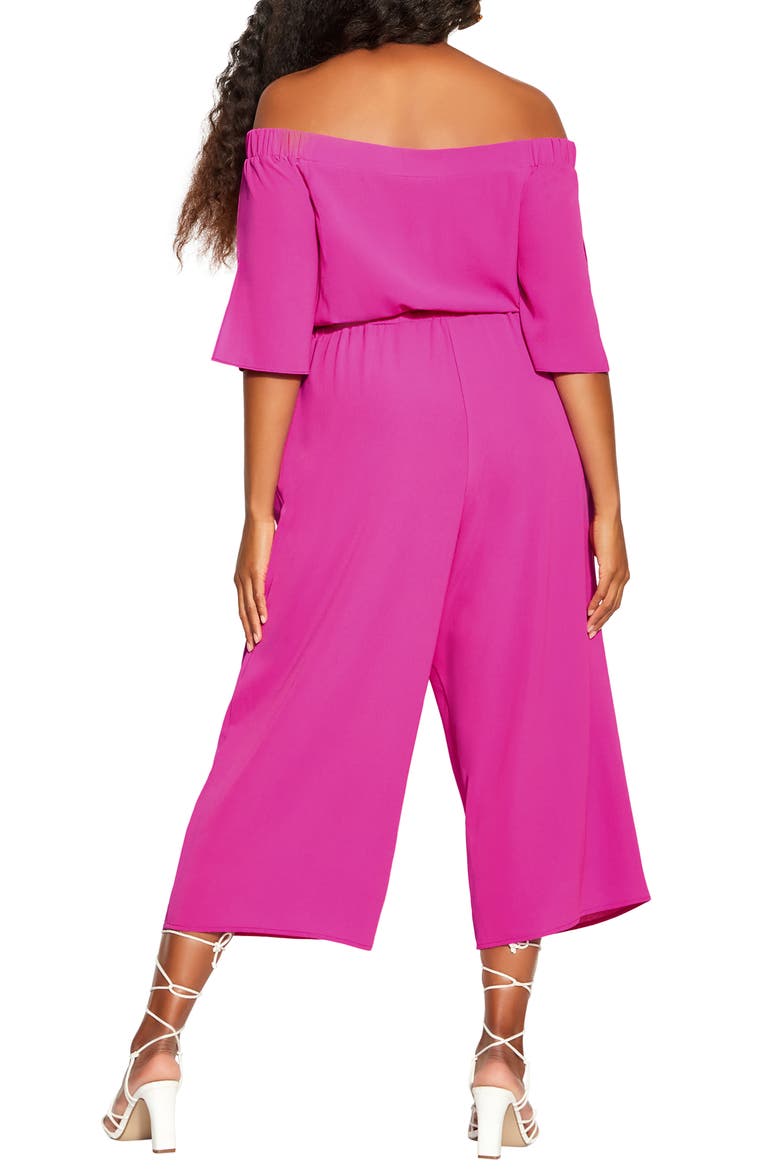 Off the Shoulder Jumpsuit, Alternate, color, LIPSTICK