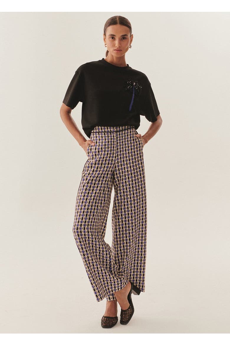 Julianna Chic Fluid Wide Leg Pants, Alternate, color, Blue