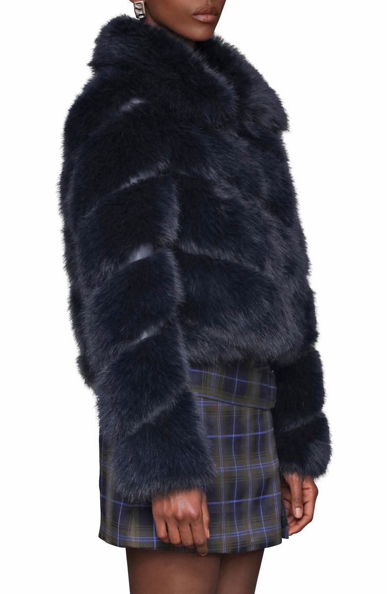 Avec Les Filles Faux Fur Crop Jacket, Alternate, color, Navy