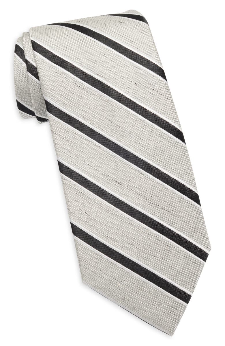 Michael Kors Bryson Stripe Print Tie, Main, color, Black
