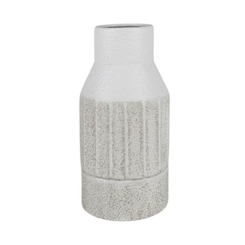 Fluted Sandy Vase White Metal