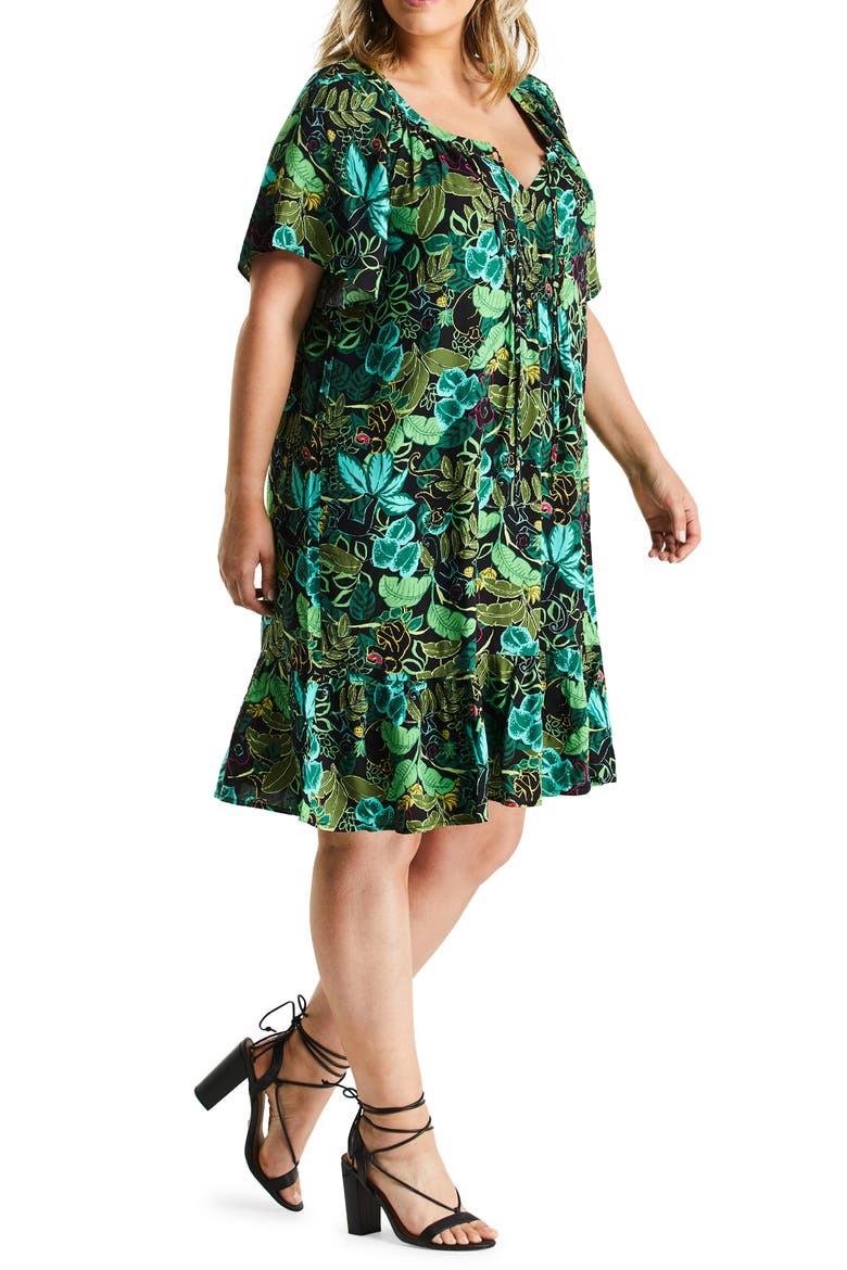 Wild Heart Leaf Print Dress, Alternate, color, PRINT