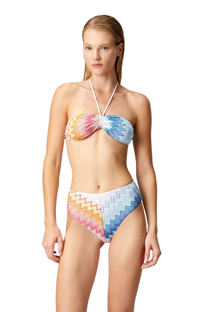 Missoni Bandeau Bikini In Zig Zag Lamé Viscose Blend, Main, color, Multicoloured