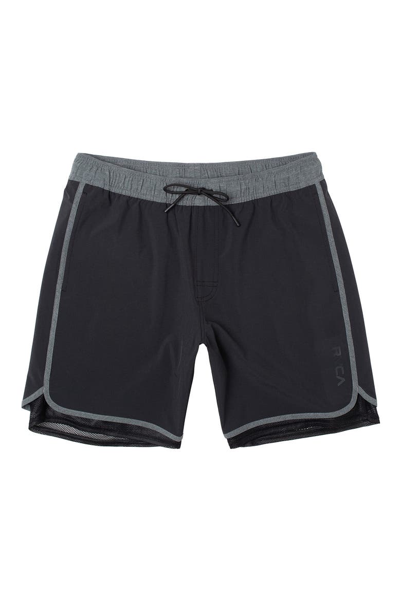 Recycled Polyester Blend Swim Trunks, Main, color, BLACK