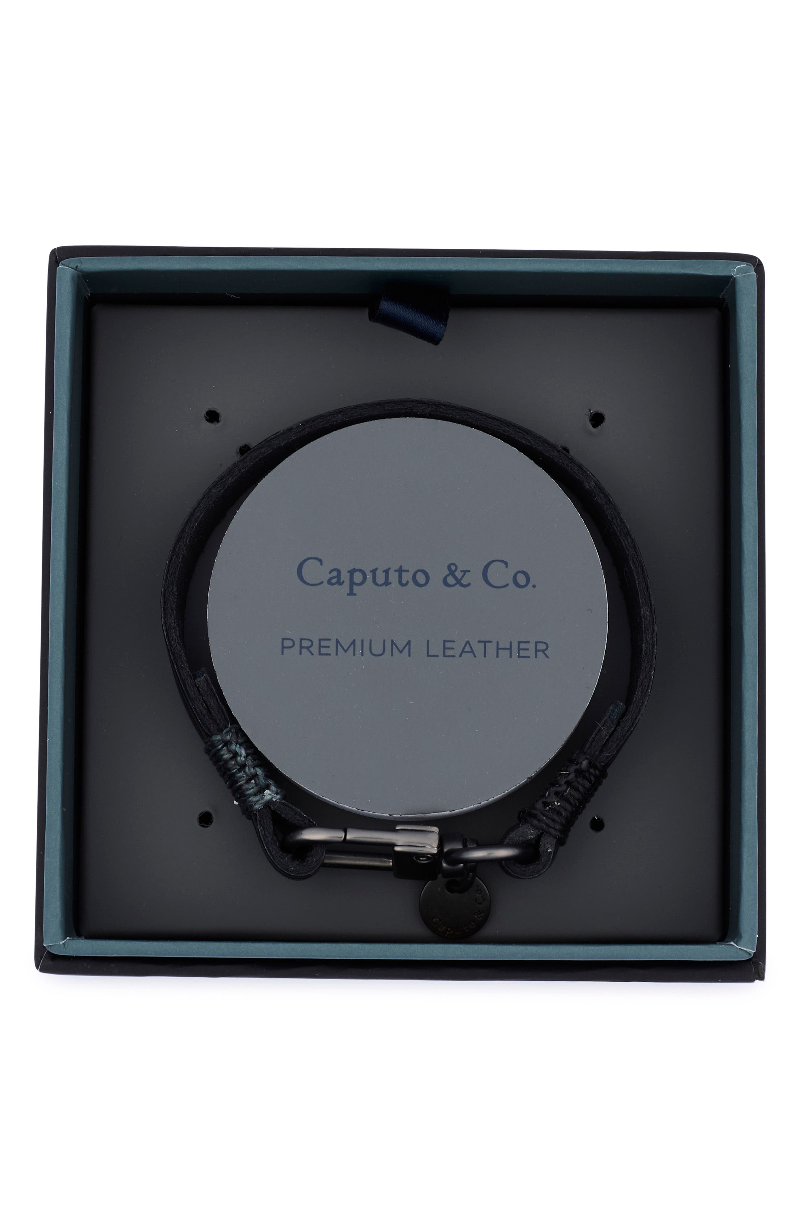 Caputo & Co. Men's Embossed Multistripe Leather Bracelet
