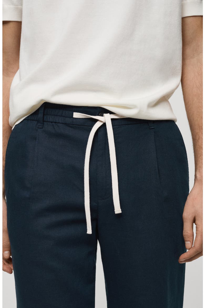 Slim Fit Linen & Cotton Drawstring Pants, Alternate, color, DARK NAVY