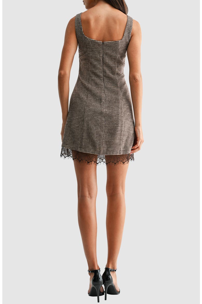 Square Neck A-Line Minidress, Alternate, color, BROWN PLAID