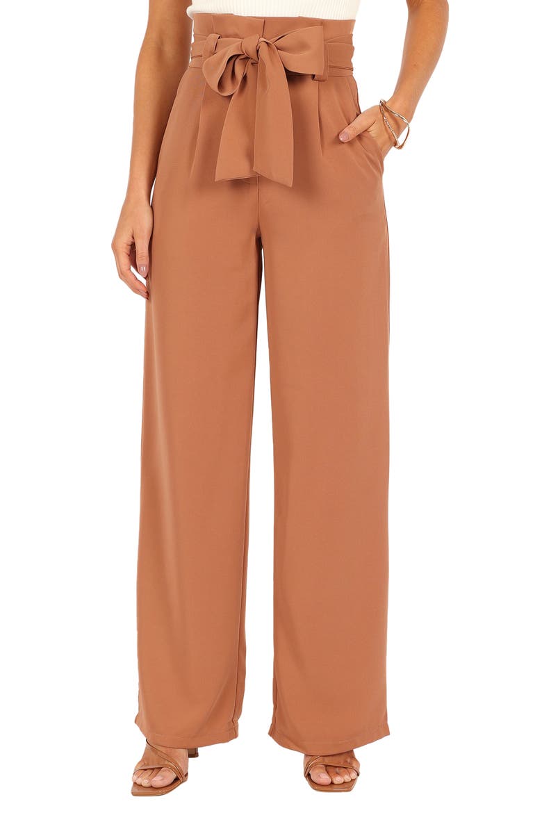 Kieran Tie Waist Wide Leg Pants, Main, color, TAN
