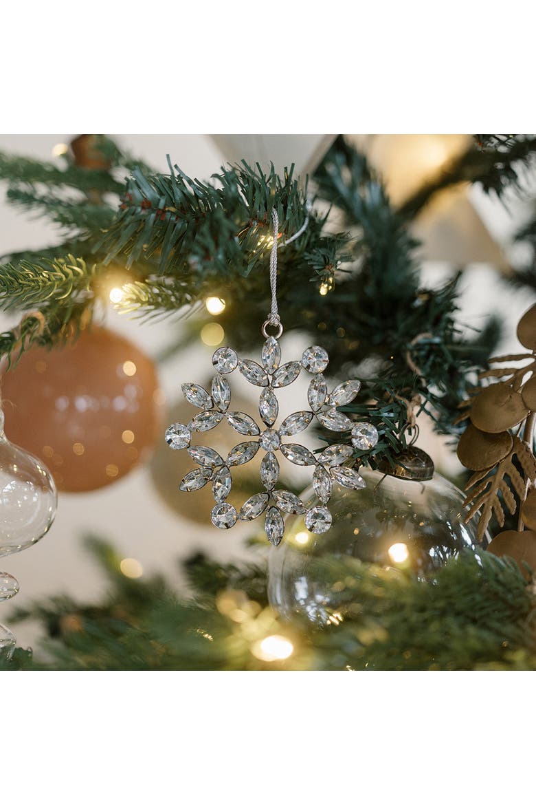 Beaded Snowflake and Star Christmas Ornaments, Alternate, color, Brass
