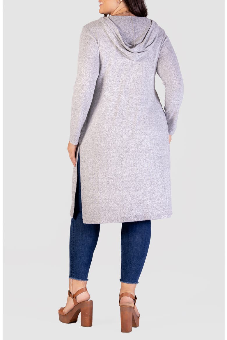 Hooded Long Knit Jacket, Alternate, color, GREY