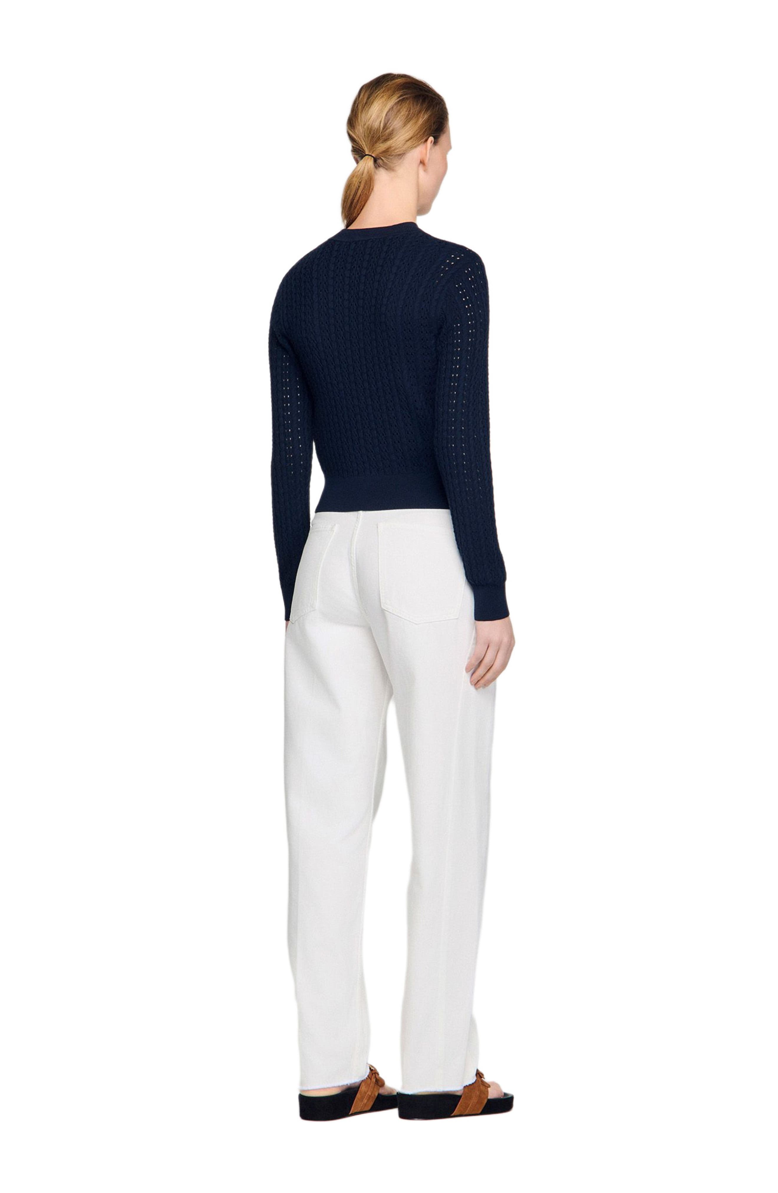 Cropped textured knit cardigan - image 2