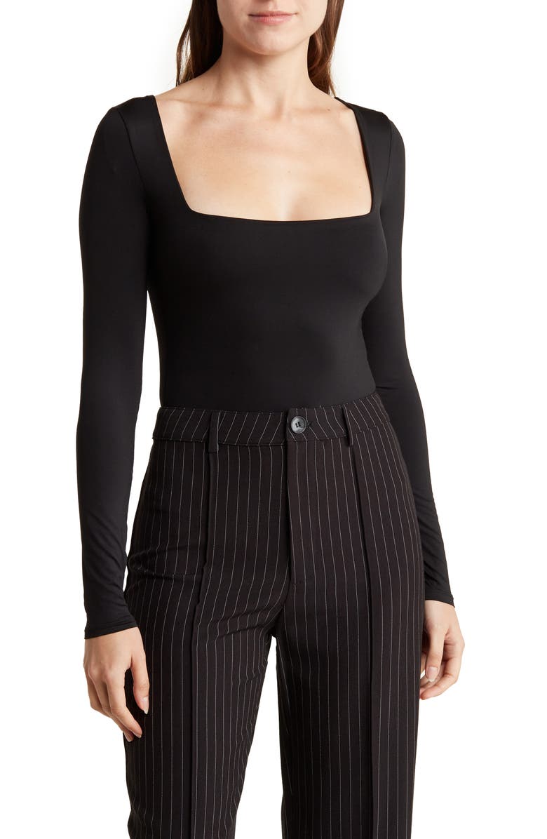 Elodie Square Neck Long Sleeve Bodysuit, Main, color,