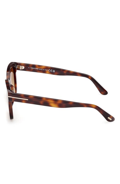Tom Ford Beatrix Ft0613 52h Geometric Polarized Sunglasses In Shiny Hark Havana Eco