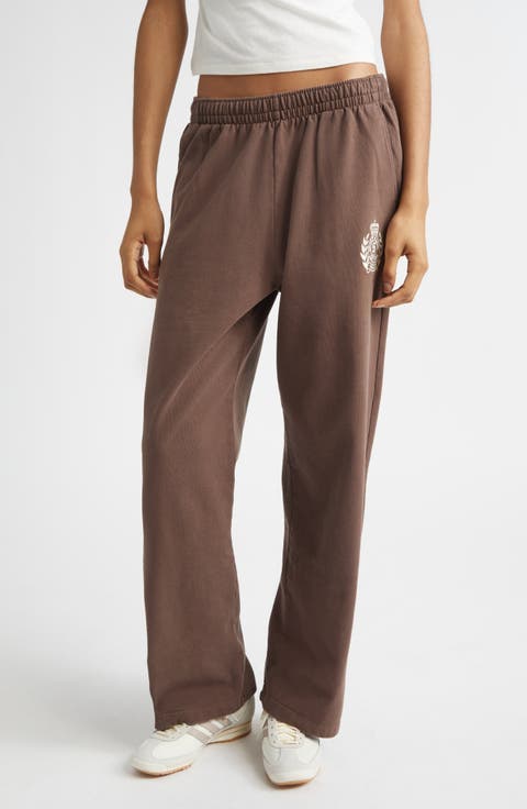 NY Crest Embroidered Wide Leg Sweatpants