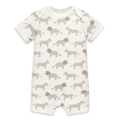 Shop Primary Organic Animal Friends Babysuit Shortie In Sand Baby Lions