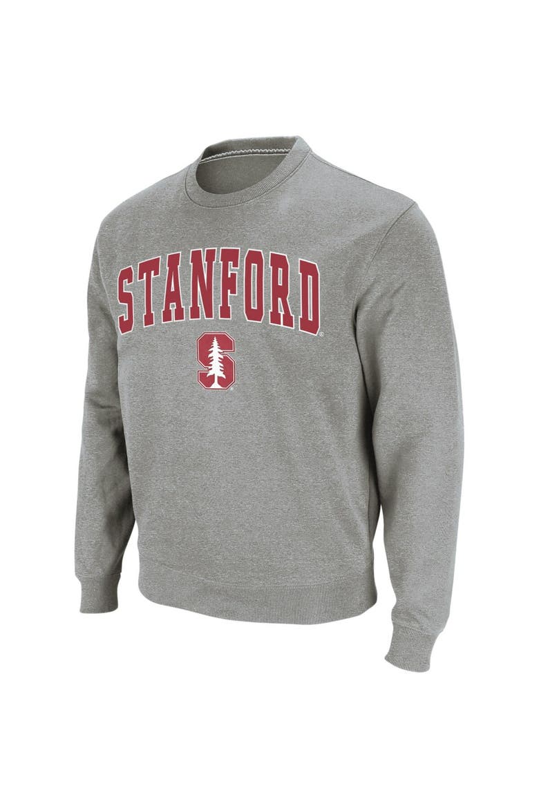 Men's Colosseum Heather Gray Stanford Cardinal Arch & Logo Crew Neck Sweatshirt, Main, color, Heather Gray