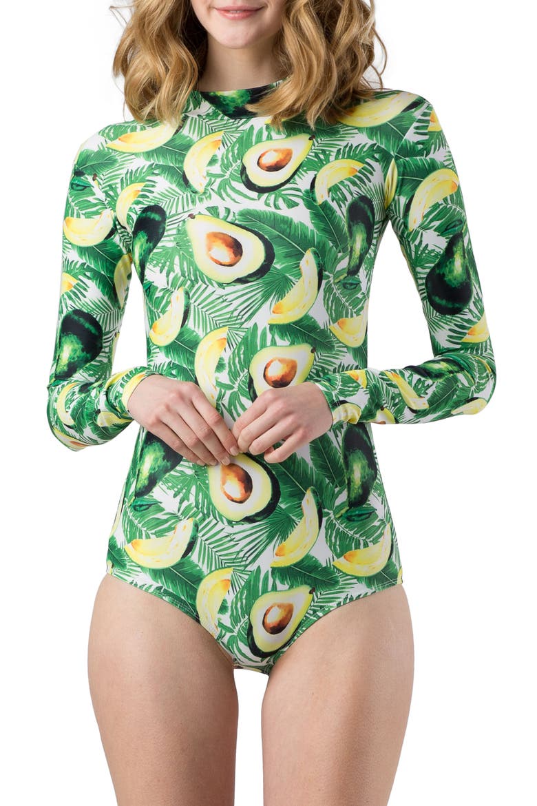 One-Piece Swimsuit, Main, color, GREEN