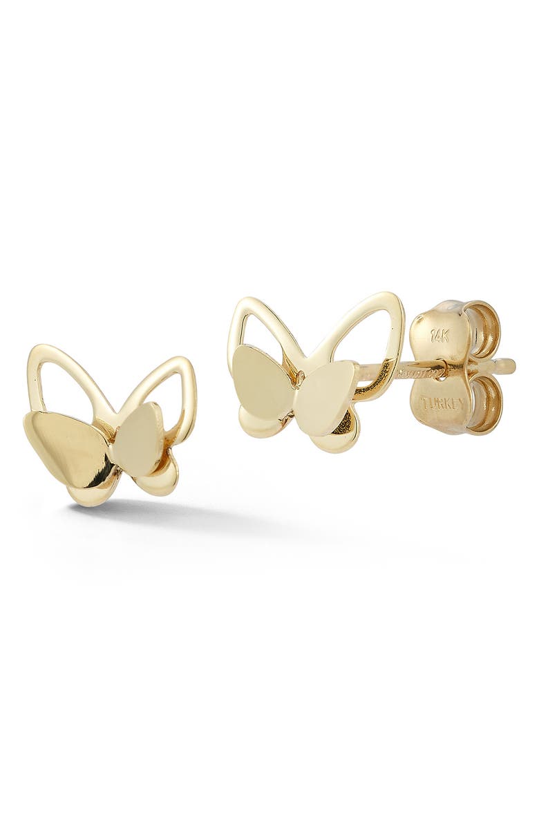 Ember Fine Jewelry 14K Yellow Gold Butterfly Stud Earrings, Main, color, Gold