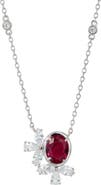 SAVVY CIE JEWELS Cubic Zirconia Cluster Oval Pendant Necklace
